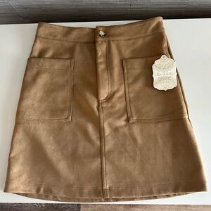 Altar’d State Suede Camel Miniskirt - Size Small